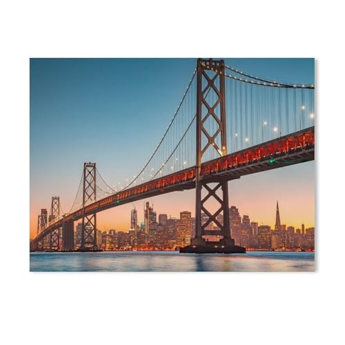 Jigsaw Puzzles 1000 Stück，Skyline von San Francisco mit der berühmten Oakland Bay Bridge, Kalifornien, USA，Für Holz Kinder Spiele Lernspielzeug（75x50cm-611 von YYHMKBYY