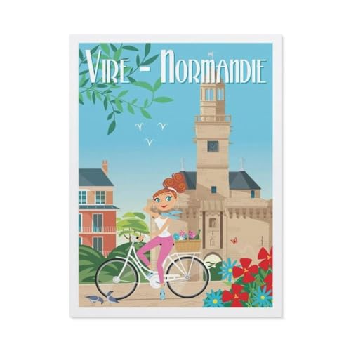 Jigsaw Puzzles 1000 Stück，Vire-Normandie Frankreich Vintage Reise Poster，Für Holzkinder Spiele Lernspielzeug（75x50cm）-BP69 von YYHMKBYY