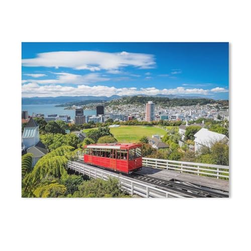 Jigsaw Puzzles 1000 Stück，Wellington Cable Car, das Wahrzeichen Neuseelands，Für Holz Kinder Spiele Lernspielzeug（75x50cm-486 von YYHMKBYY