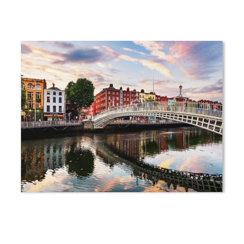 Jigsaw Puzzles 1000 Stück，Wunderschöner Sonnenuntergang an der Ha'penny Bridge, Dublin, Irland，Für Holz Kinder Spiele Lernspielzeug（75x50cm-511 von YYHMKBYY