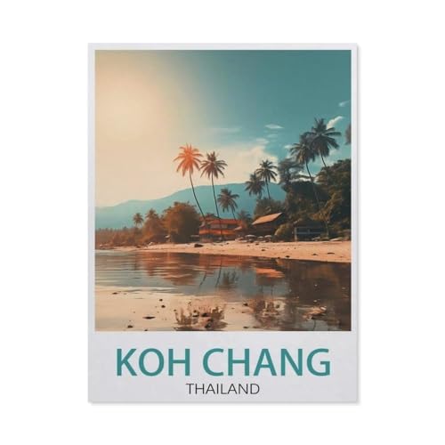 KOH Chang Thailand Vintage-Reiseposter, Strand，1000 Stück Erwachsene Holz Landschaft Puzzles Für Kinder Lernspielzeug Geschenke（75x50cm）-AV6 von YYHMKBYY