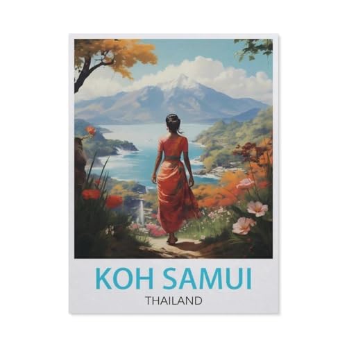 KOH Samui Vintage-Reiseposter, Thailand，Puzzles 1000 Teile für Erwachsene, Klassische Puzzle Teenager Puzzle Perfektes Pädagogisches Geschenk für Jungen Und Mädchen（50x70cm）-BD2 von YYHMKBYY