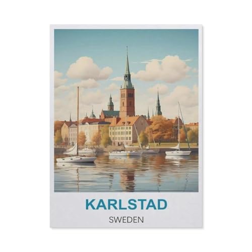 Karlstad Schweden Vintage-Reiseposter，1000 Stück Erwachsene Papier Landschaft Puzzles Für Kinder Lernspielzeug Geschenke（38x26cm）-BI99 von YYHMKBYY