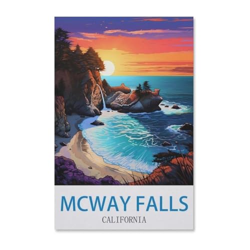 Kinder Holz Puzzle 1000 Teile，Mcway Falls Kalifornien Poster，Modern Zuhause Dekoration Einzigartiges Geschenk（75x50cm）-G79 von YYHMKBYY