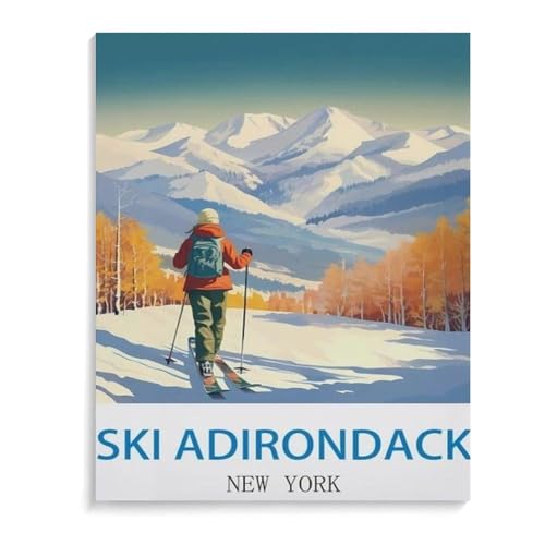 Kinder Holz Puzzle 1000 Teile，Skifahren Adirondack New York，Modern Zuhause Dekoration Einzigartiges Geschenk（75x50cm）-L17 von YYHMKBYY