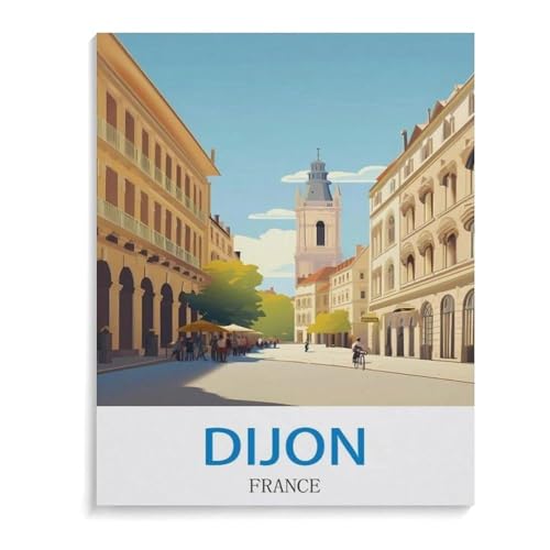 Kinder Holz Puzzle 1000 Teile，Vintages Reiseplakat Dijon Frankreich，Modern Zuhause Dekoration Einzigartiges Geschenk（75x50cm）-A19 von YYHMKBYY