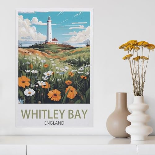 Kinder Papier Puzzle 1000 Teile，Whitley Bay, St. Mary's Lighthouse，Modern Zuhause Dekoration Einzigartiges Geschenk（38x26cm）-Z20 von YYHMKBYY