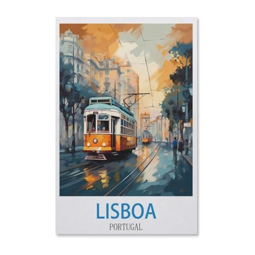 Klassisches Puzzle 1000 Teile，Vintages Lissabon-Portugal-Reiseplakat，Kind Oder Einen Freund,1000 Piece（75x50cm）-G20 von YYHMKBYY