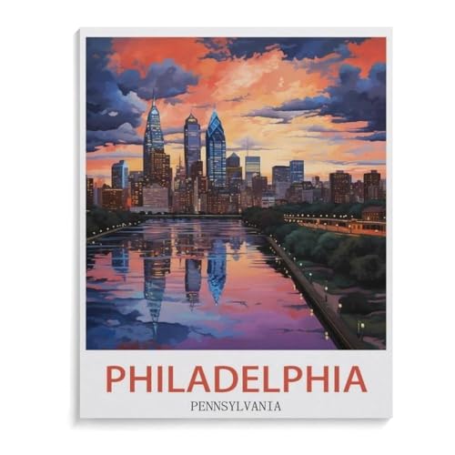 Klassisches Puzzle 1000 Teile，Vintages Reiseplakat Philadelphias, Pennsylvania，Kind Oder Einen Freund,1000 Piece（75x50cm）-J15 von YYHMKBYY