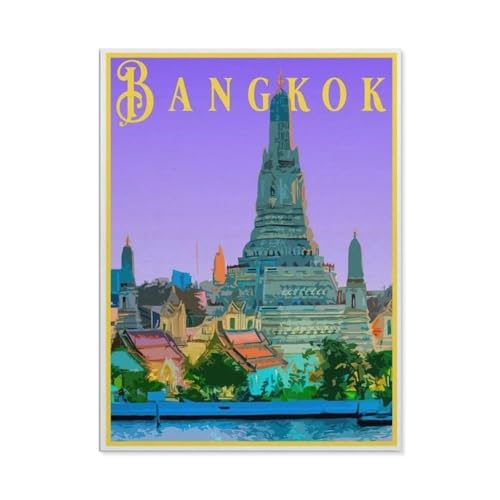 Klassisches Puzzle 3D Puzzle DIY Kit Holz Spielzeug Einzigartiges Geschenk，Bangkok Thailand Vintage-Reise-Poster，Klassisches Puzzle 3D Puzzle DIY Kit Holz Spielzeug Einzigartiges Geschenk-AK43 von YYHMKBYY