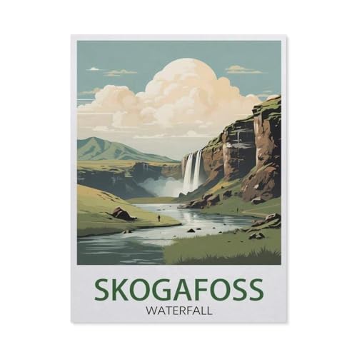 Klassisches Puzzle 3D Puzzle DIY Kit Holz Spielzeug Einzigartiges Geschenk，Island Skogafoss Wasserfall，Klassisches Puzzle 3D Puzzle DIY Kit Holz Spielzeug Einzigartiges Geschenk（75x50cm）-AO86 von YYHMKBYY