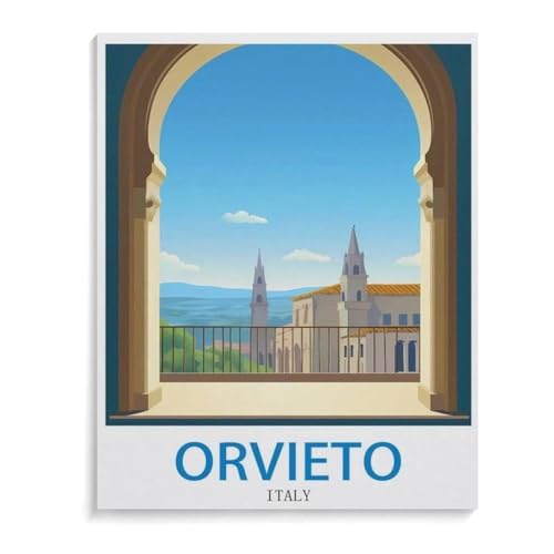 Klassisches Puzzle 3D Puzzle DIY Kit Holz Spielzeug Einzigartiges Geschenk，Orvieto Vintages Italien-Reiseplakat，Klassisches Puzzle 3D Puzzle DIY Kit Holz Spielzeug Einzigartiges Geschenk（75x50cm）-L36 von YYHMKBYY