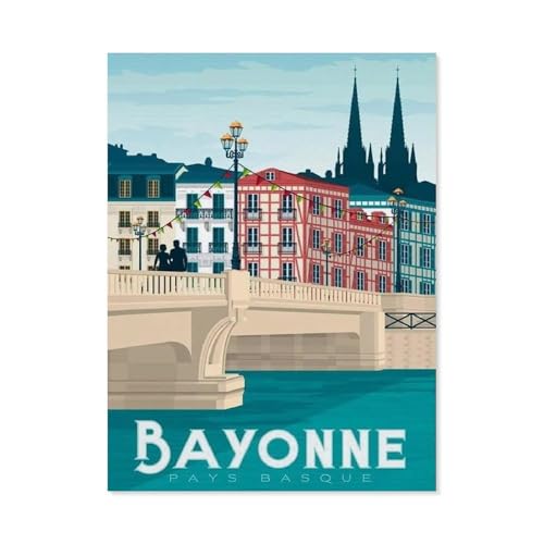 Klassisches Puzzle 3D Puzzle DIY Kit Papier Spielzeug Einzigartiges Geschenk，Bayonne Vintage-Reiseposter，Klassisches Puzzle 3D Puzzle DIY Kit Papier Spielzeug Einzigartiges Geschenk（38x26cm）-BJ39 von YYHMKBYY