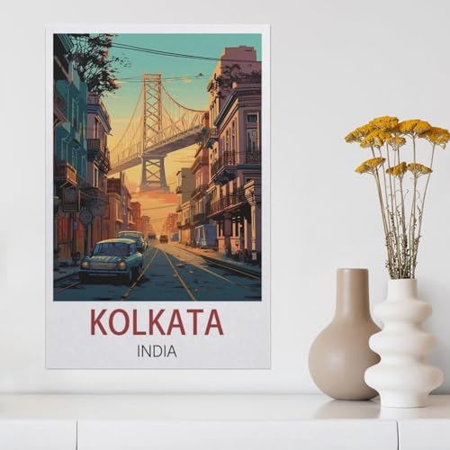 Kolkata, Indien，Puzzles 1000 Teile für Erwachsene, Klassische Puzzle Kinder Puzzle Herausfordernde Und Schwierige Rätsel für Erwachsene Und Jugendliche（38x26cm）-Z55 von YYHMKBYY