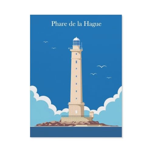 La Hague Frankreich Leuchtturm Vintage Reise Poster，1000 Teile Puzzle Erwachsene Dekompressionsspielzeug Erwachsene Ideales Pädagogisches Puzzle Erwachsene Spiele Geschenk（38x26cm）-BP56 von YYHMKBYY