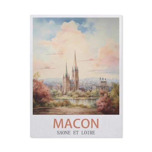 Macon Saone Et Loire Vintage-Reiseposter，Puzzle 1000 Teile für Erwachsene, Klassische Puzzle Teenager Jungen Mädchen Puzzle Puzzles Spiele Pädagogisches Geschenk Home Decor（75x50cm）-BT82 von YYHMKBYY