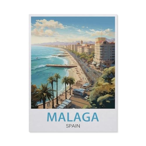 Malaga Spanien Vintage-Reiseposter，Puzzle 1000 Teile Erwachsene Kinde Spaß Lernspielzeug Geschenke（38x26cm）-AL50 von YYHMKBYY