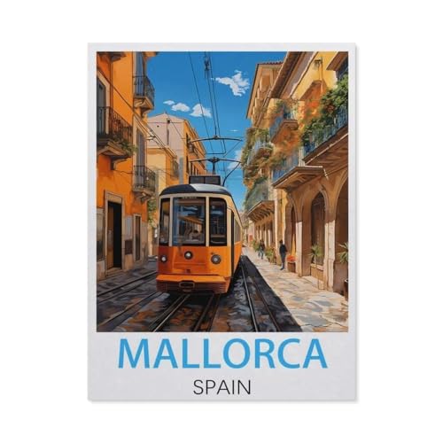 Mallorca Spanien Vintage Reiseposter，Puzzles für Erwachsene 1000 Teile, Klassische Puzzle Puzzle Schwierig für Erwachsene Teenager Freizeit Spaß Spiel Spielzeug （75x50cm）-BH36 von YYHMKBYY