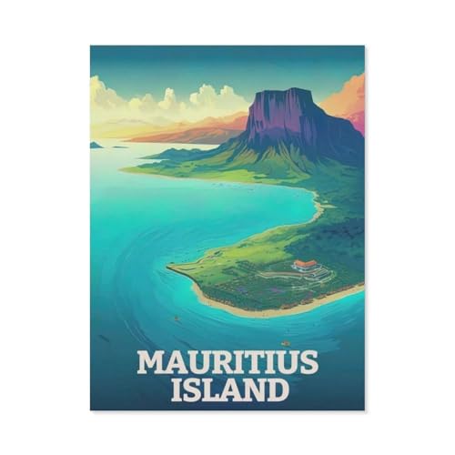 Mauritius Insel Vintage Reise Poster，Puzzles 1000 Teile für Erwachsene, Klassische Puzzle Kinder Puzzle Herausfordernde Und Schwierige Rätsel für Erwachsene Und Jugendliche（75x50cm）-BJ61 von YYHMKBYY