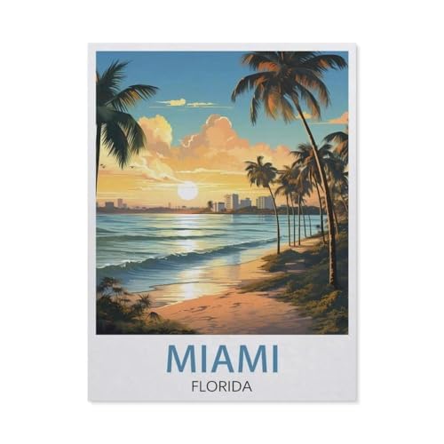 Miami Florida，Holz Puzzle 1000 Teile Spielzeug Für Erwachsene Dekompressionsspiel（75x50cm）-AZ37 von YYHMKBYY