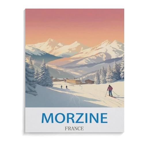 Morzine Vintage Reiseplakat Frankreich Ski，Puzzle 1000 Teile Erwachsene Kinde Spaß Lernspielzeug Geschenke（38x26cm）-A72 von YYHMKBYY