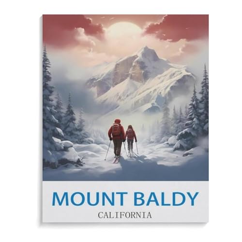 Mount Baldy California Vintage Reiseplakat – Ski-Design，Klassisches Puzzle 3D Puzzle DIY Kit Holz Spielzeug Einzigartiges Geschenk（75x50cm）-D30 von YYHMKBYY