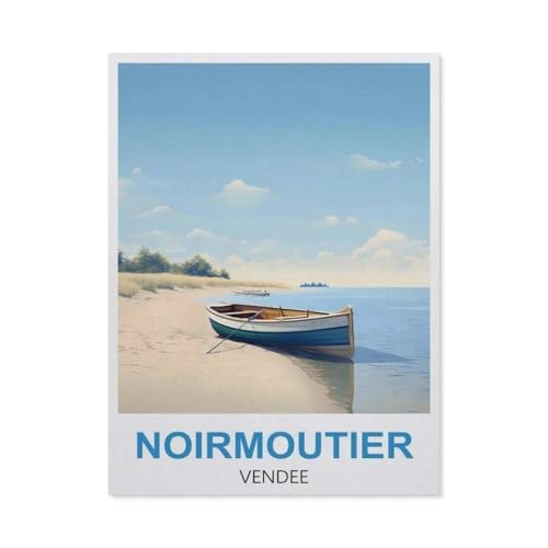 Noirmoutier Vendee Vintage-Reiseposter，3D Puzzle 1000 Stück, Holz Montiert DIY Puzzle Montage Spielzeug Für Kinder, Holz Puzzle Holz Geschenk（75x50cm）-BT92 von YYHMKBYY