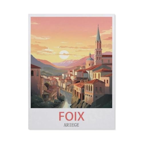 Papier Puzzle 1000 Stück，Foix Ariege Vintage-Reiseposter，Erwachsene Kinder Spielzeug Dekompression Spiel（38x26cm）-BU5 von YYHMKBYY