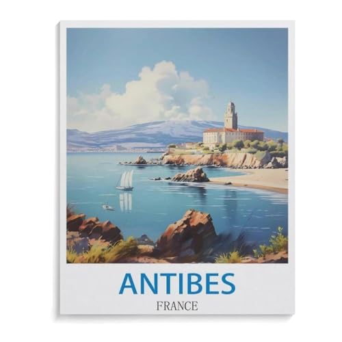 Papier Puzzle 1000 Stück，Vintages Reiseplakat Antibes Frankreich，Erwachsene Kinder Spielzeug Dekompression Spiel（38x26cm）-B52 von YYHMKBYY