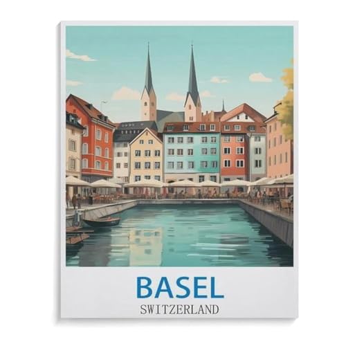 Papier Puzzle 1000 Stück，Vintages Reiseplakat Basels Schweiz，Puzzles Lernspielzeug Für Erwachsene Geburtstagsgeschenk（38x26cm）-D78 von YYHMKBYY