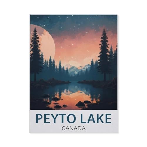 Peyto Lake Canada Vintage-Reiseposter，Puzzles 1000 Teile für Erwachsene, Klassische Puzzle Kinder Puzzle Herausfordernde Und Schwierige Rätsel für Erwachsene Und Jugendliche（75x50cm）-BD74 von YYHMKBYY