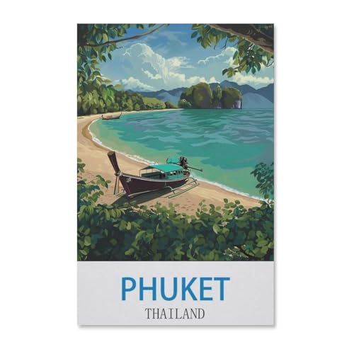 Phuket Vintages Reiseplakat Thailand，Papier Puzzle 1000 Teile Spielzeug Für Erwachsene Dekompressionsspiel（50x70cm）-H97 von YYHMKBYY