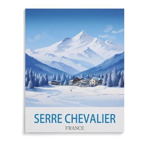 Puzzel Für Erwachsene Jigsaw Puzzle 1000，Vintage-Poster Serre Chevalier Frankreich - Skimotiv，DIY Holz Puzzle Einzigartiges Geschenk Wohnkultur Stil（75x50cm）-B4 von YYHMKBYY