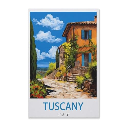 Puzzel Für Erwachsene Jigsaw Puzzle 1000，Vintages Reiseplakat Toskana Italien，DIY Holz Puzzle Einzigartiges Geschenk Wohnkultur Stil（75x50cm）-G15 von YYHMKBYY