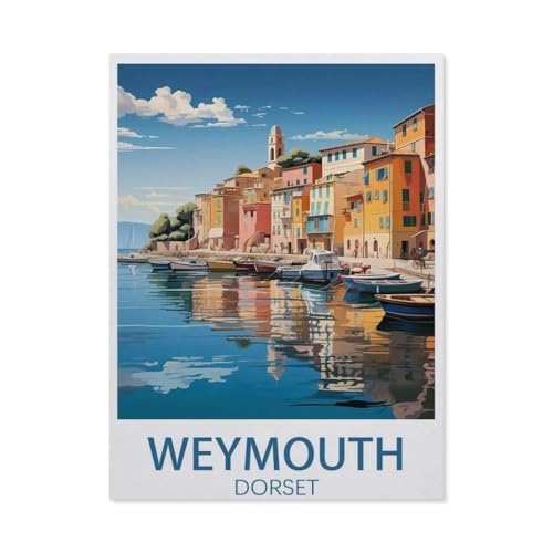 Puzzel Für Erwachsene Jigsaw Puzzle 1000，Weymouth Dorset Vintage-Reiseposter，DIY Holz Puzzle Einzigartiges Geschenk Wohnkultur Stil（75x50cm）-AT90 von YYHMKBYY