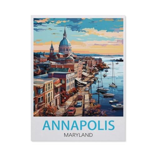 Puzzle，Annapolis Maryland Vintage-Reiseposter，Für Kinder Und Erwachsene Holz Personalisiertes Puzzle-Spaß-Spiel 1000pcs（75x50cm）-AK99 von YYHMKBYY