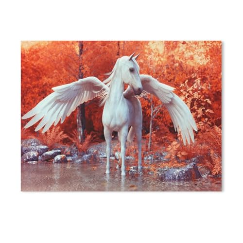 Puzzle，Der mythische Pegasus posiert in einem verwunschenen Wald，Für Kinder Und Erwachsene Karton Personalisiertes Puzzle-Spaß-Spiel 1000pcs（38x26cm-146 von YYHMKBYY