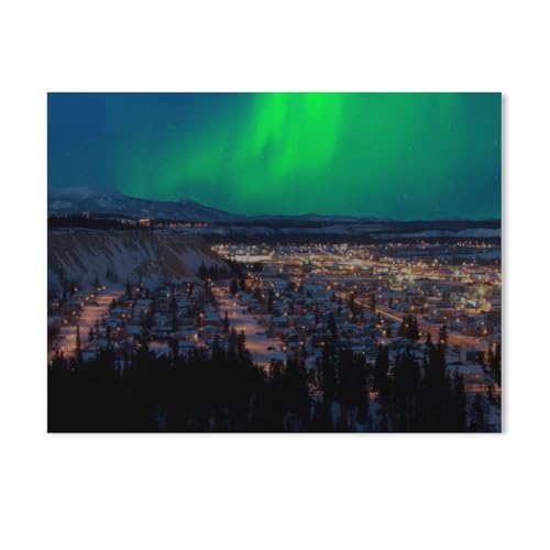 Puzzle，Magisches Nordlicht Aurora Borealis über Whitehorse, Kanada，Für Kinder Und Erwachsene Holz Personalisiertes Puzzle-Spaß-Spiel 1000pcs（75x50cm-596 von YYHMKBYY