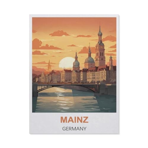 Puzzle，Mainz Deutschland, Vintage-Reiseposter，Für Kinder Und Erwachsene Holz Personalisiertes Puzzle-Spaß-Spiel 1000pcs（75x50cm）-BG100 von YYHMKBYY