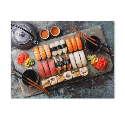 Puzzle，Sushi-Set Nigiri und Sushi-Rollen mit Tee，Für Kinder Und Erwachsene Holz Personalisiertes Puzzle-Spaß-Spiel 1000pcs（75x50cm-246 von YYHMKBYY