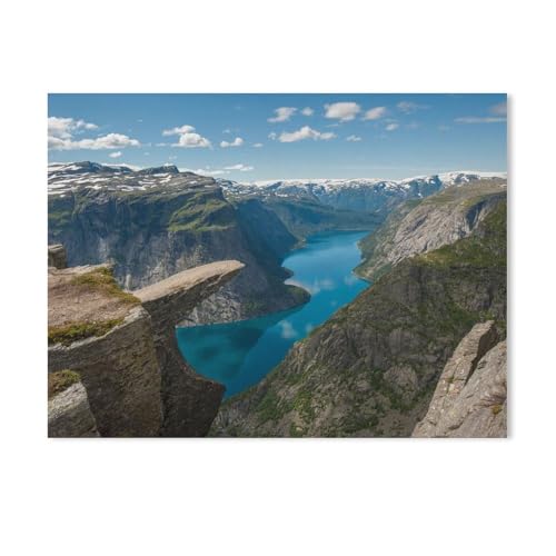 Puzzle，Trollzungenfelsen über dem See Ringedalsvatnet, Norwegen，Für Kinder Und Erwachsene Holz Personalisiertes Puzzle-Spaß-Spiel 1000pcs（75x50cm-646 von YYHMKBYY