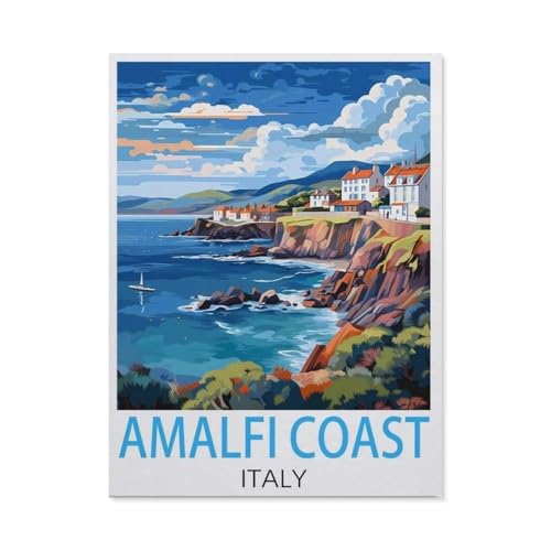 Puzzle 1000 Stück，Amalfi Küste Italien Vintage Reiseposter，Klassische Puzzle 3D Puzzle DIY Kit Papier Spielzeug Einzigartiges Geschenk Wohnkultur（38x26cm）-AI100 von YYHMKBYY