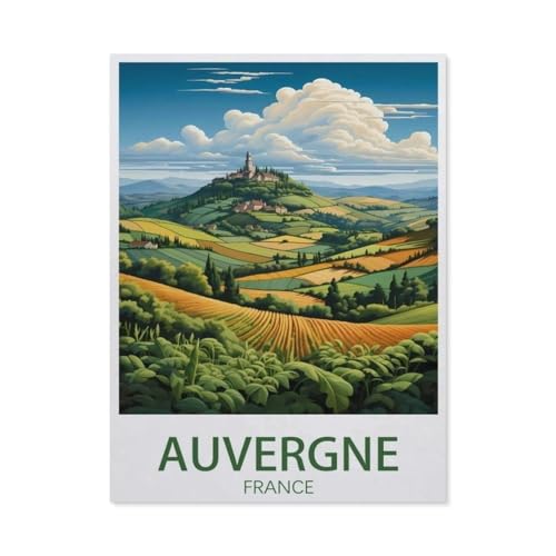 Puzzle 1000 Stück，Auvergne Frankreich, Vintage-Reiseposter，Klassische Puzzle 3D Puzzle DIY Kit Papier Spielzeug Einzigartiges Geschenk Wohnkultur（38x26cm）-AN38 von YYHMKBYY