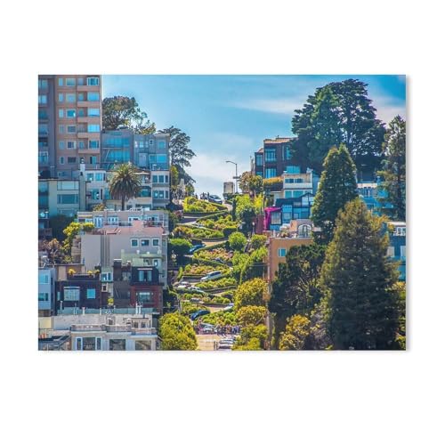 Puzzle 1000 Stück，Berühmte Lombard Street, San Francisco, Kalifornien, USA，Karton Kinderspielzeug Dekompression Spiel（38x26cm-610 von YYHMKBYY