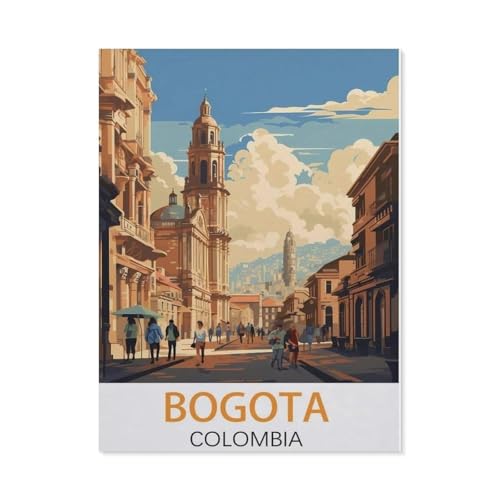 Puzzle 1000 Stück，Bogota Vintage-Reiseposter, Kolumbien，Klassische Puzzle 3D Puzzle DIY Kit Holz Spielzeug Einzigartiges Geschenk Wohnkultur（75x50cm）-AH54 von YYHMKBYY