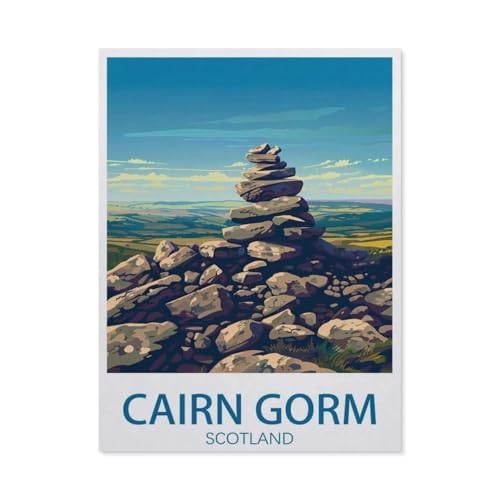 Puzzle 1000 Stück，Cairn Gorm Vintage-Reiseposter im Schottland，Klassische Puzzle 3D Puzzle DIY Kit Papier Spielzeug Einzigartiges Geschenk Wohnkultur（38x26cm）-AX68 von YYHMKBYY