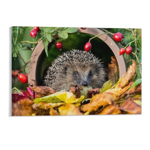 Puzzle 1000 Stück，Igel in goldenem Herbstlaub，Holz Für Erwachsene Kinder Spiele Lernspielzeug（52x38cm）-106 von YYHMKBYY