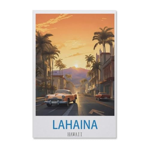 Puzzle 1000 Stück，Lahaina Vintages hawaiianisches Reiseplakat，Für Holz Erwachsene Spielzeug Dekompression Spiel（75x50cm）-F27 von YYHMKBYY