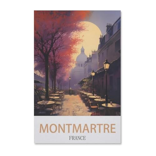 Puzzle 1000 Stück，Montmartre Vintages Reiseplakat Frankreich，Klassische Puzzle 3D Puzzle DIY Kit Papier Spielzeug Einzigartiges Geschenk Wohnkultur（38x26cm）-H74 von YYHMKBYY