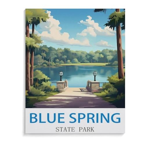 Puzzle 1000 Stück，Retro-Stil Blue Spring State Park，Für Holz Erwachsene Spielzeug Dekompression Spiel（75x50cm）-M60 von YYHMKBYY